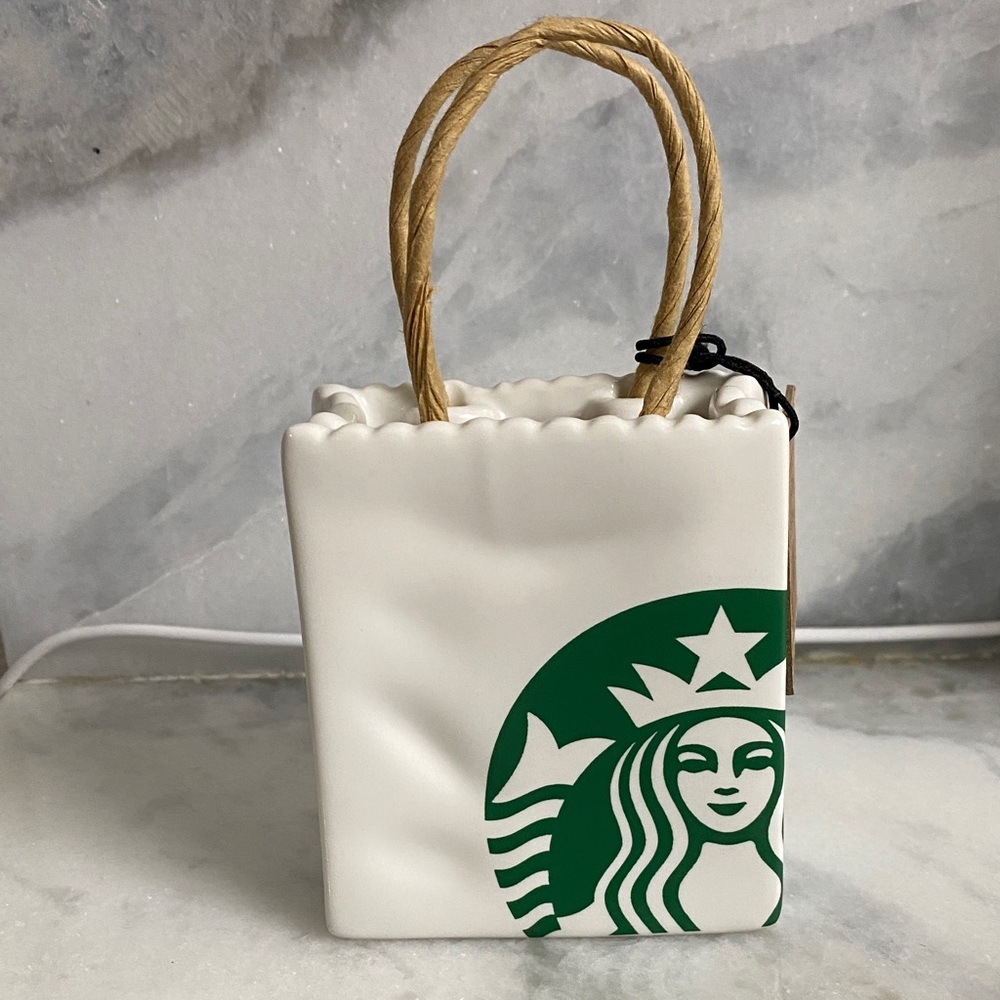 New Starbucks ceramic gift card holder, ornament or decor tote bag 2018